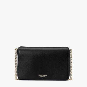 Kate Spade Spencer Black Leather Wallet-on-chain In Lime