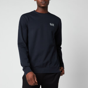 EA7 Men s Core ID Crewneck Sweatshirt Night Blue Silver TheHut
