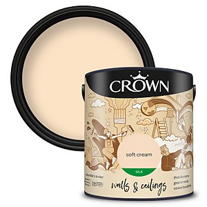 Crown Walls & Ceilings Silk Emulsion Soft Cream - 2.5L