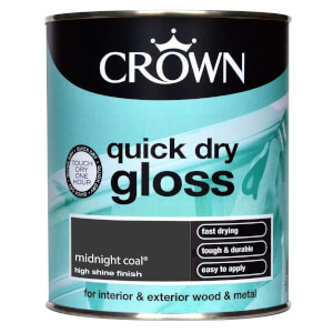 Crown Quick Drying Gloss Midnight Coal - 750ml | Homebase