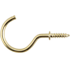 Brass Shoulder Cup Hook - 50mm - 5 Pack