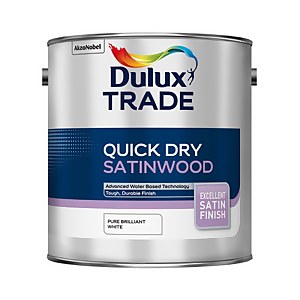 Dulux Trade Satinwood Quick Dry Satin Paint Pure Brilliant White - 2.5L