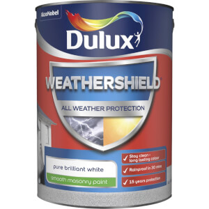 Dulux Weathershield All Weather Smooth Masonry Paint Pure Brilliant White - 5L