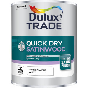 Dulux Trade Quick Drying Satinwood Paint Pure Brilliant White - 1L