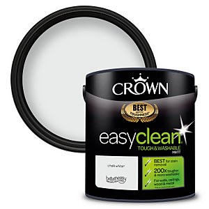 Crown Easyclean Washable & Wipeable Multi Surface Matt Paint Chalky White - 2.5L