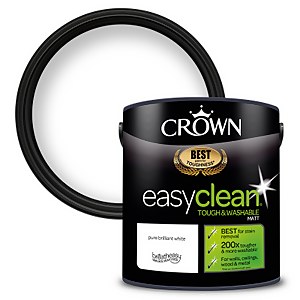 Crown Easyclean Tough & Washable Matt Paint Pure Brilliant White - 2.5L