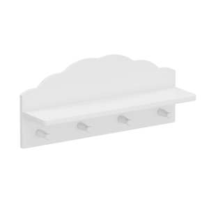 Kids Cloud Floating Shelf with Hooks White