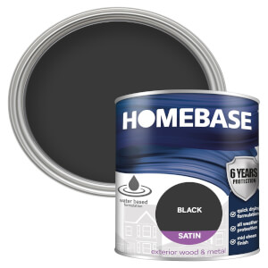 Homebase Exterior Satin Paint - Black 750ml