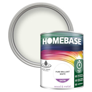 Homebase Interior Quick Dry Satin Paint Brilliant White - 750ml