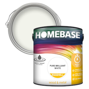 Homebase Interior Quick Dry Eggshell Paint Brilliant White - 2.5L
