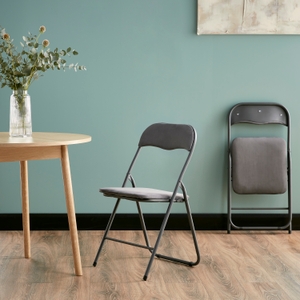 Velvet Folding Chair Dark Grey Homebase