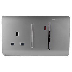 Trendi Switch 45Amp Cooker Switch and Socket in Light Grey