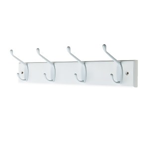 Hat and Coat Hook Rail White Homebase