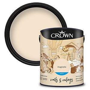 Crown Walls & Ceilings Matt Emulsion Paint Magnolia - 5L