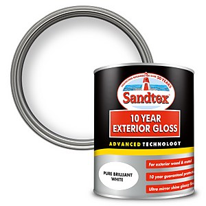 Sandtex 10 Year Gloss Paint Pure Brilliant White - 750ml