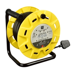 Masterplug 4 Socket 50m 13A Heavy Duty Open Cable Reel Yellow/Black