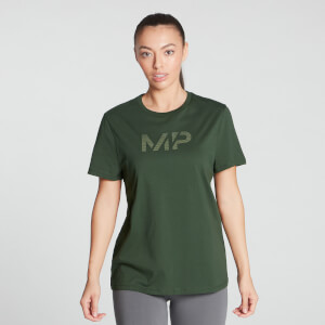 Gradient Line Graphic 基礎純棉系列 女士 T 恤 - 深綠