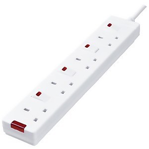 Masterplug 4 Socket Extension Lead 2m White