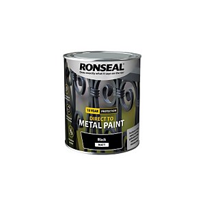 Ronseal Direct to Metal Matt Paint Black - 750ml