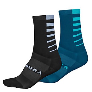 Coolmax® Stripe Socks (Twin Pack) - Kingfisher - S-M