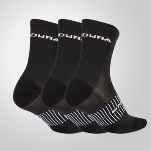 Unisex COOLMAX® Stripe Socks Triple Pack - Black - S-M