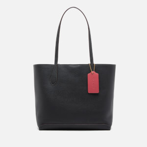 Coach black tote red inside on sale