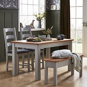 Norbury Oak 6 Seater Dining Table Grey Homebase