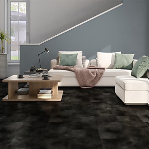 Plancs Black Slate Self-Adhesive Vinyl Floor Tile 5 Piece Pack - 0.93 sqm