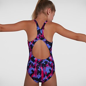 Girls' Allover Splashback Swimsuit Black