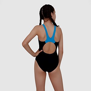 Junior Hexagonal Tech Muscleback Swimsuit Black