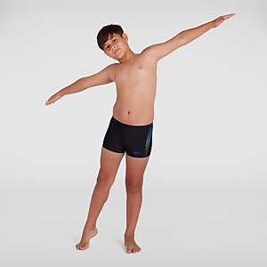 Jungen Plastisol Placement Aquashorts in Schwarz