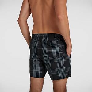 Men's Check Leisure 16" Swim Short Black