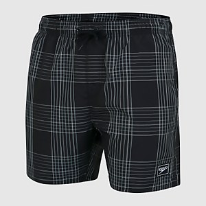 Men's Check Leisure 16" Swim Short Black
