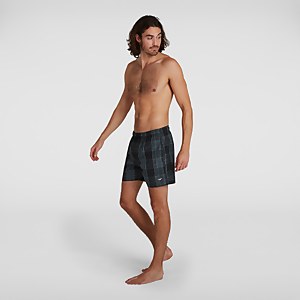 Men's Check Leisure 16" Swim Short Black