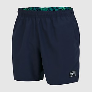 Men's Printed Trim 16" Swim Short Navy