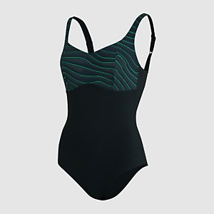 Damen ContourLustre Badeanzug mit Print in Schwarz