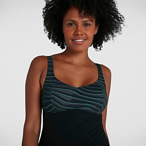 Damen ContourLustre Badeanzug mit Print in Schwarz