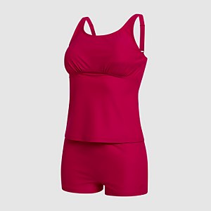 Solid Scoop Back Boyleg Tankini Red