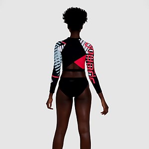 Maillot de bain avec manches longues Placement Long Sleeve Wrap Back Top