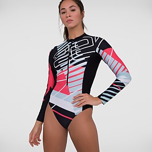 Maillot de bain avec manches longues Placement Long Sleeve Wrap Back 1 Pièce