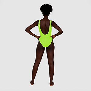 Women's Logo Deep U-Back Swimsuit Yellow