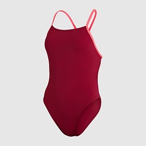 Logo Flash Maillot de bain Femme Uni Nœud au dos Rouge