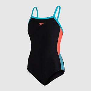 Girls' Dive Thinstrap Muscleback Swimsuit Black