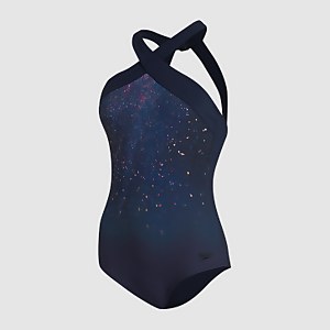Damen Aphrodite Printed Badeanzug in Marineblau