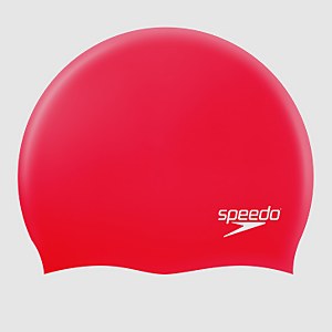 Unisex Plain Moulded Silicone Badekappe in Rot