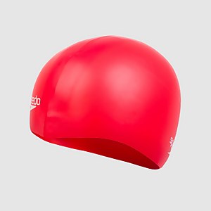 Unisex Plain Moulded Silicone Badekappe in Rot