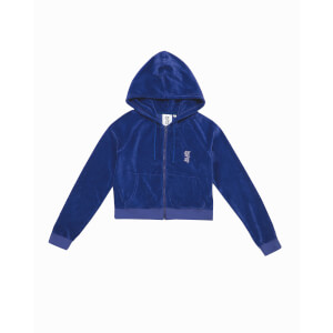 Les Girls Les Boys Women's Velour Zip Front Shrunken Hoody