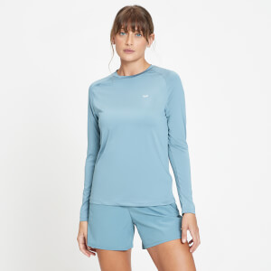  T-shirt d’entraînement à manches longues MP Run Life pour femmes – Bleu gris/Blanc