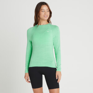 Дамска спортна тениска с дълъг ръкав Performance на MP - ледено зелено меланж с бяло