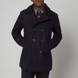 Barbour wool coat mens navy discount